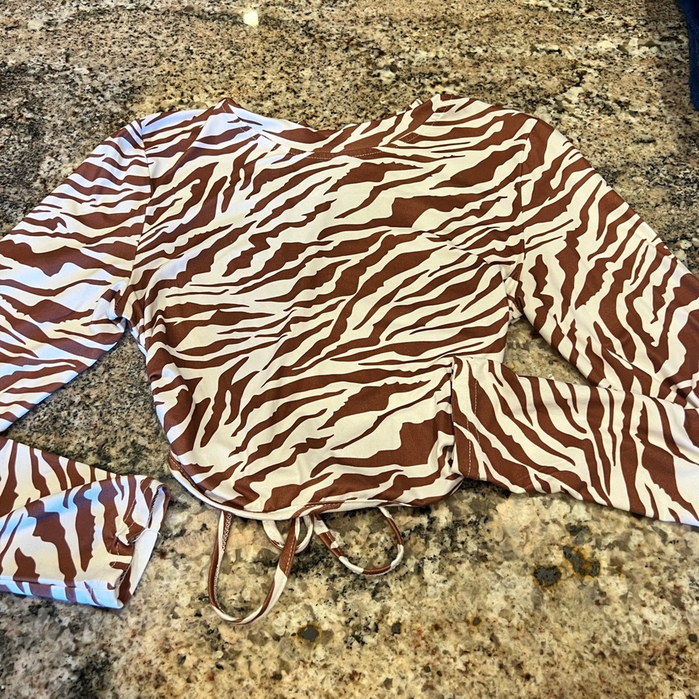 Zebra Long Sleeve Open Back